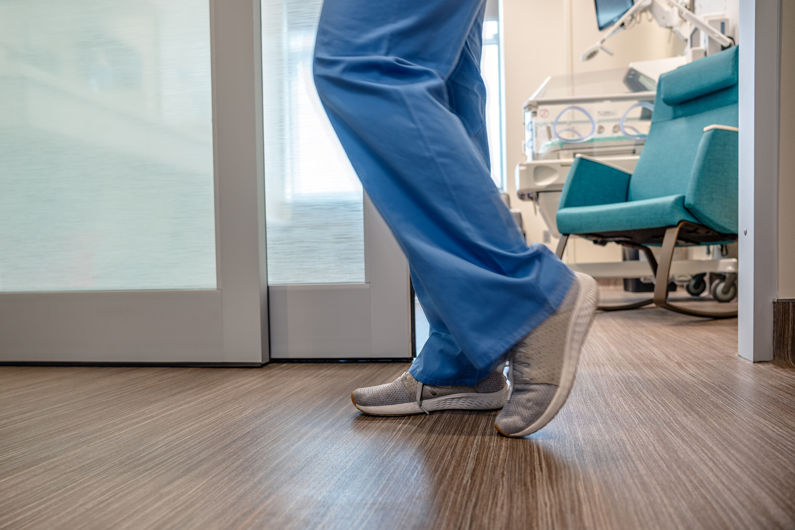 Nurse walking in healthcare setting