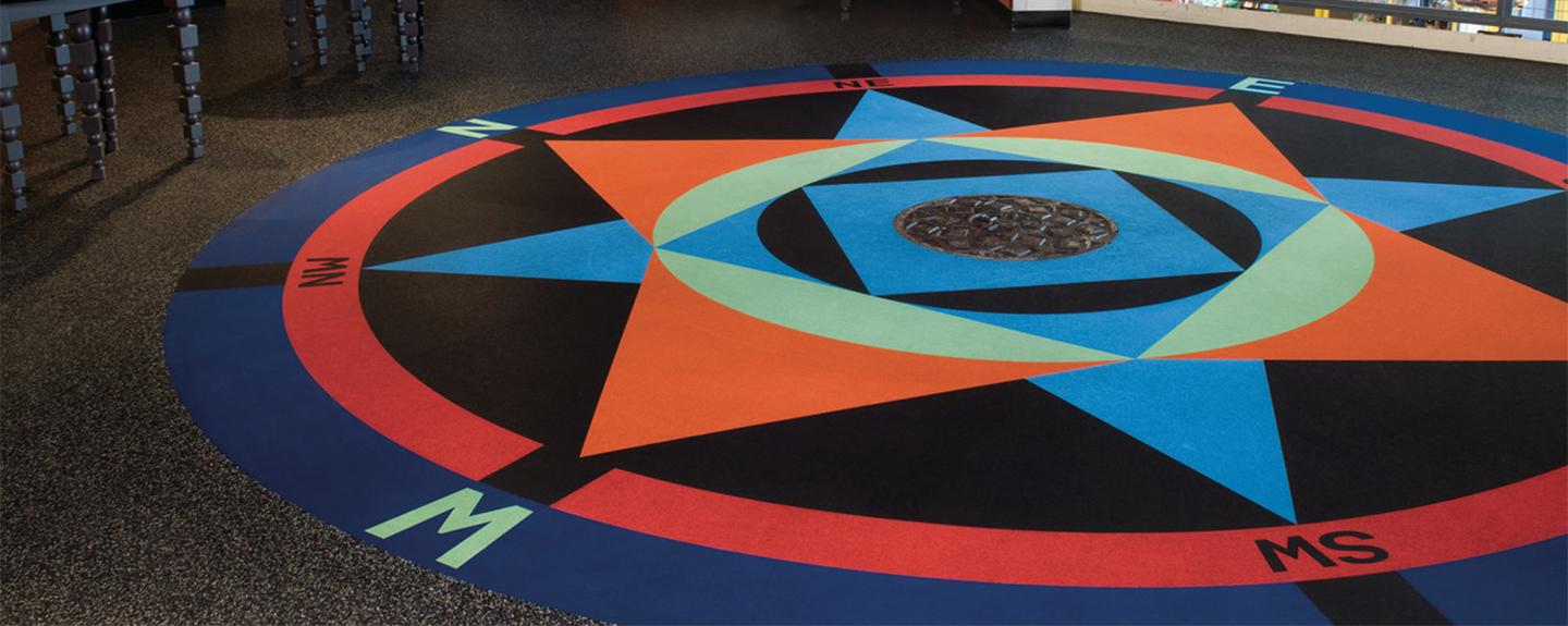 An Inlaid Rubber Logos at a library