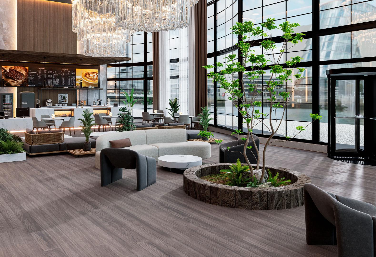 A shot of a hospitality lobby