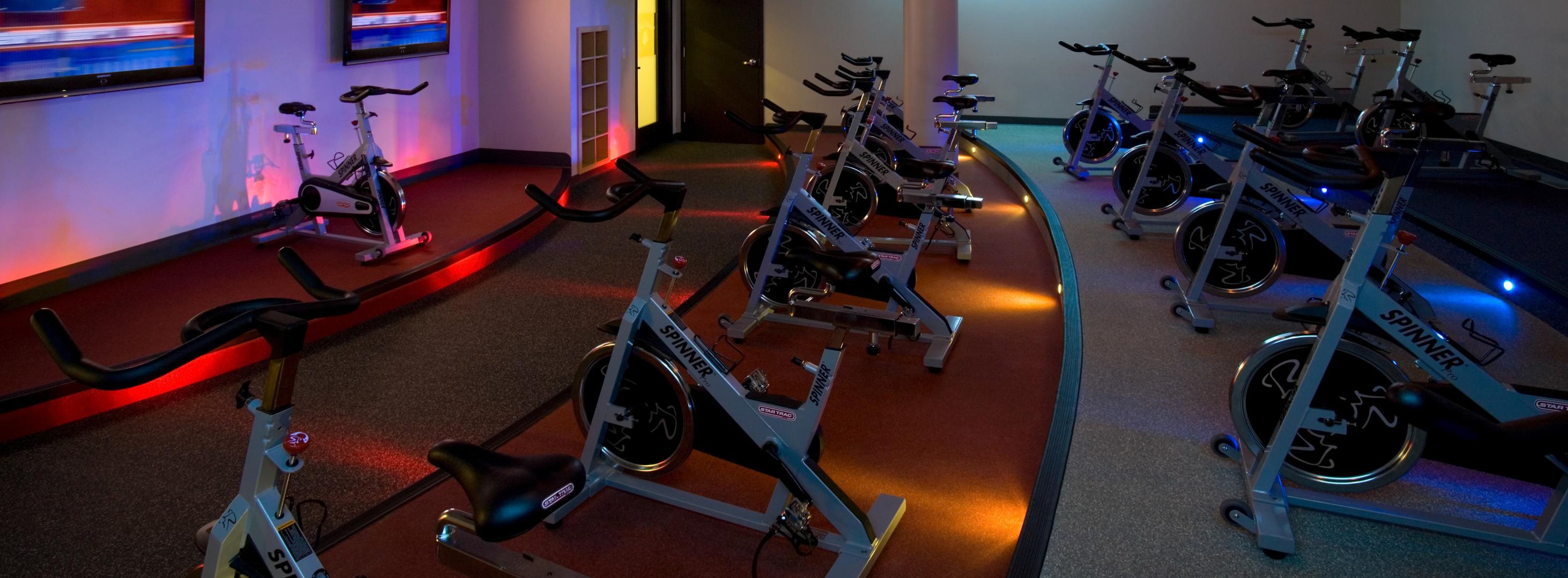 A shot of a multi-level Spin studio