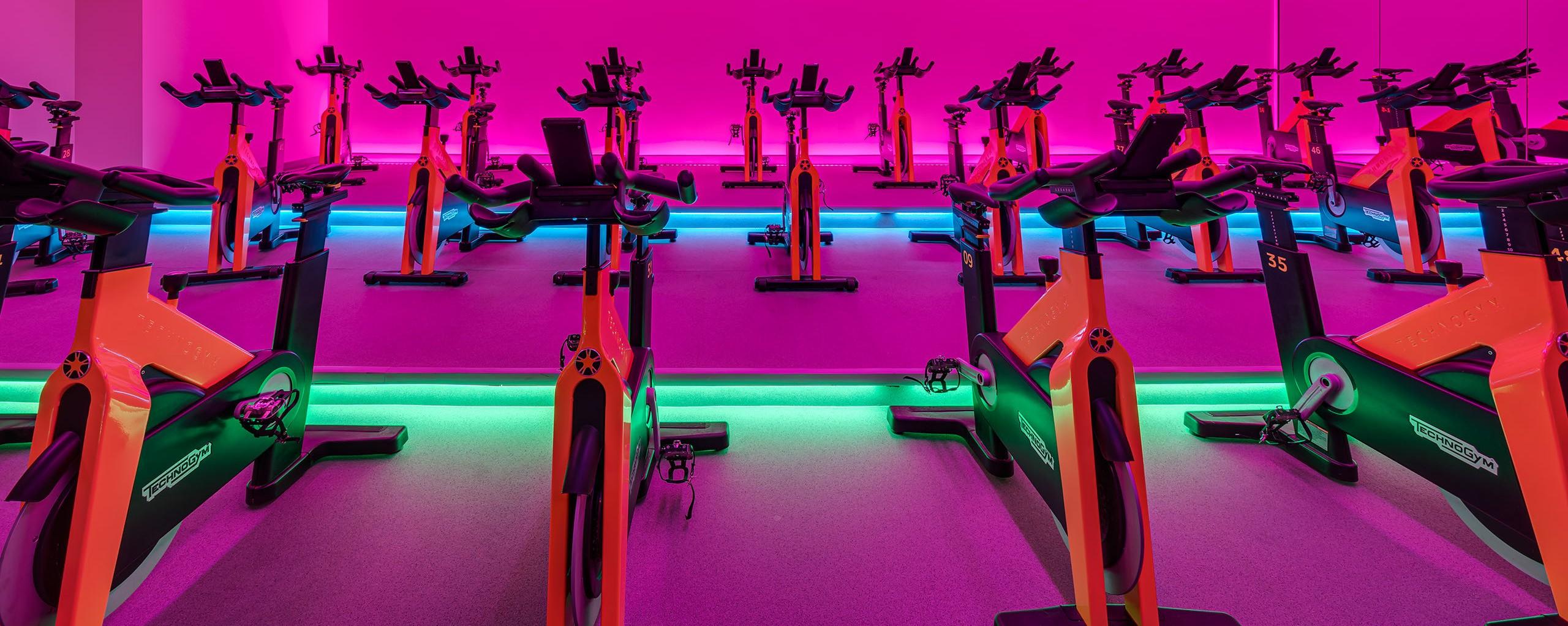 A shot of a multi-level Spin studio using ECOnights